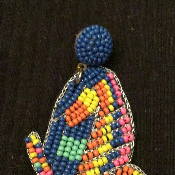Multi Colored Beaded Butterfly Earrings - Picture 3 of 3